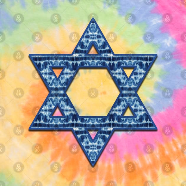 Tie Dye Blues Twos Star of David by Nina May Design Studio