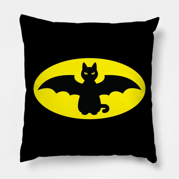 BLACK BAT CAT WITH BAT WINGS Pillow by Cat In Orbit ®