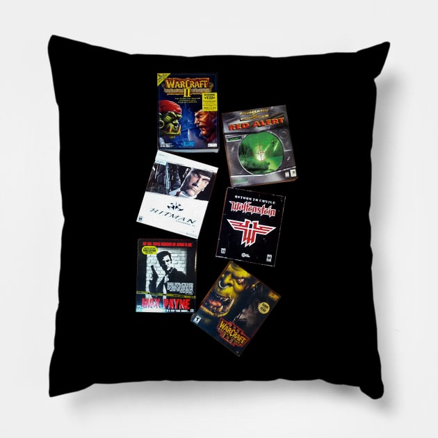 Old Skool video games - Retro 90's 2000's Pillow by Tees_N_Stuff