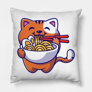 ramen and cute cat Pillow