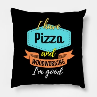 Pizza and Woodworking Pillow