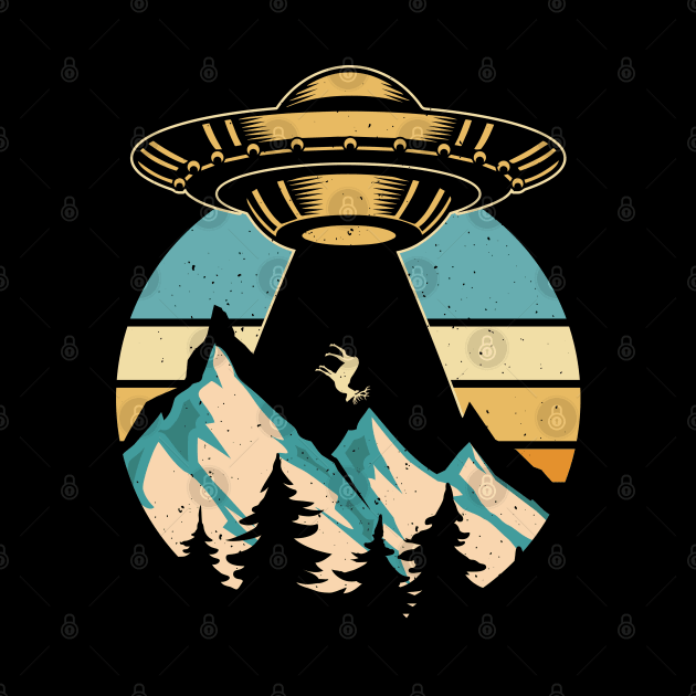 Retro alien ufo mountain hiking by Dylante