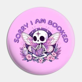 Sorry I am Booked Cute Kawaii Skeleton Moth Pin