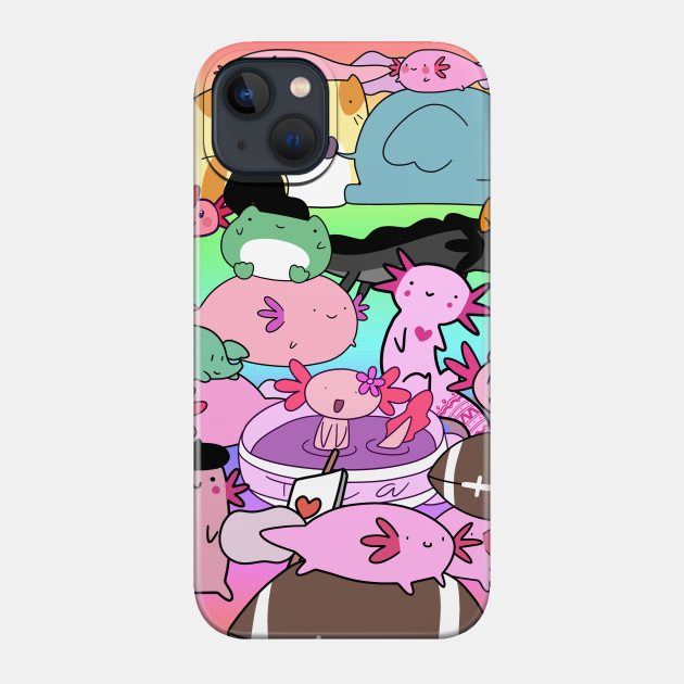 Colorful Axolotl Collage - Axolotl - Phone Case