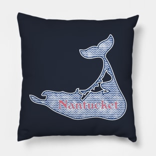 Preppy Navy Watercolor Chevron Nantucket Island Silhouette Pillow