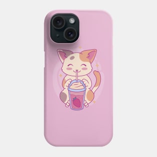 Neko Cat Strawberry Tea Milkshake | Japanese Anime Kawaii Phone Case