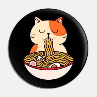 Cat Kawaii Eating Ramen Japanese Aesthetic Pin