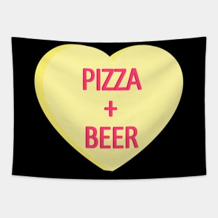 Pizza And Beer - Anti Valentines Day Conversation Heart Tapestry