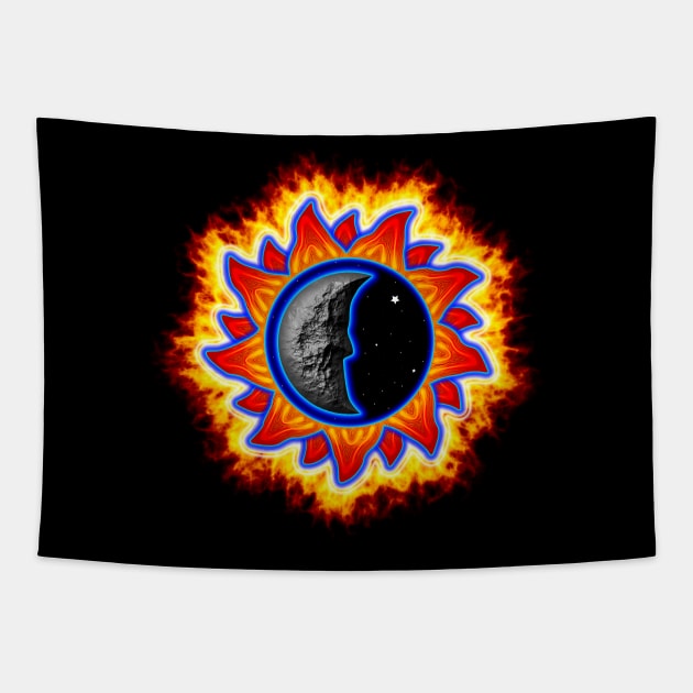 abstract sun and moon Tapestry by DrewskiDesignz