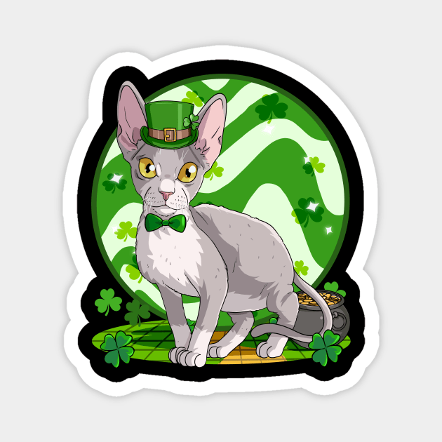 Devon Rex Cat St. Patricks Day Leprechaun Magnet by Noseking