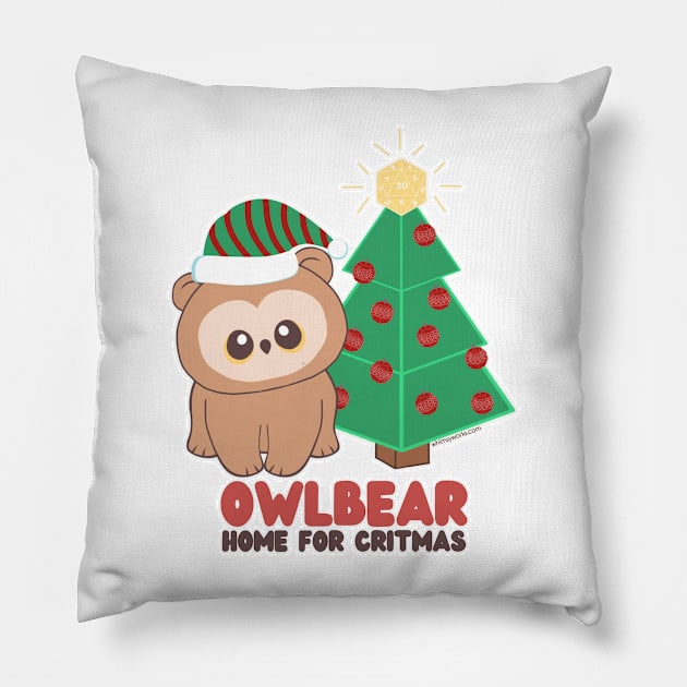 Owlbear Home for Critmas (Christmas // D20) Pillow by whimsyworks