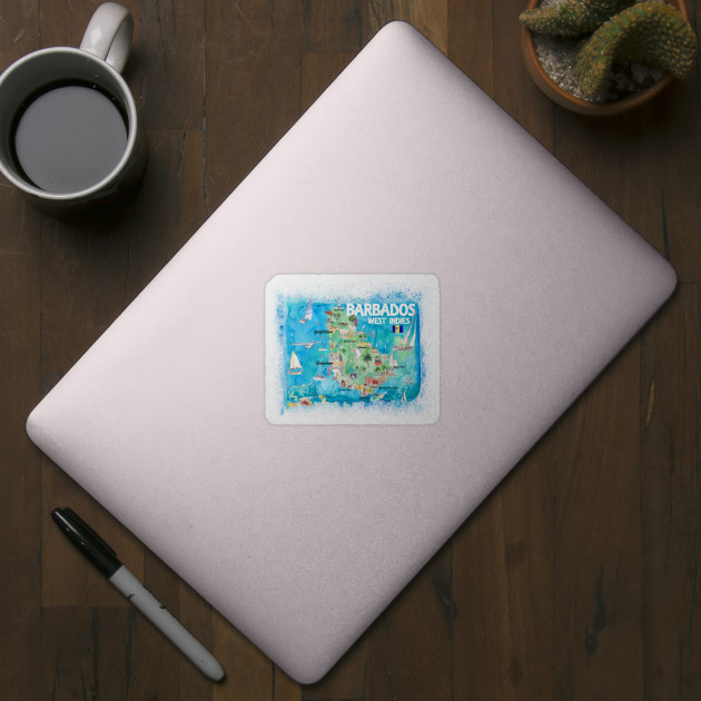 Barbados_Illustrated_Travel_Map_With_RoadsS - Barbados - Sticker