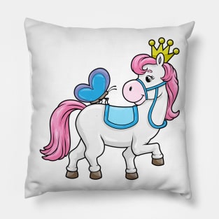 Horse as Princess with Crown and Butterfly Pillow