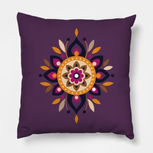 Boho Flower Ornament Purple Shades Pillow