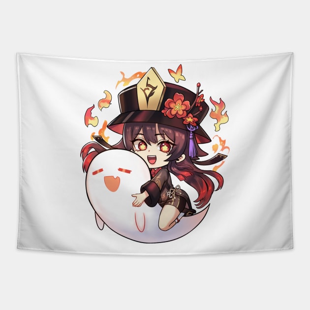 Hu Tao Chibi Genshin Impact Spirit Soother Tapestry by Anime Access