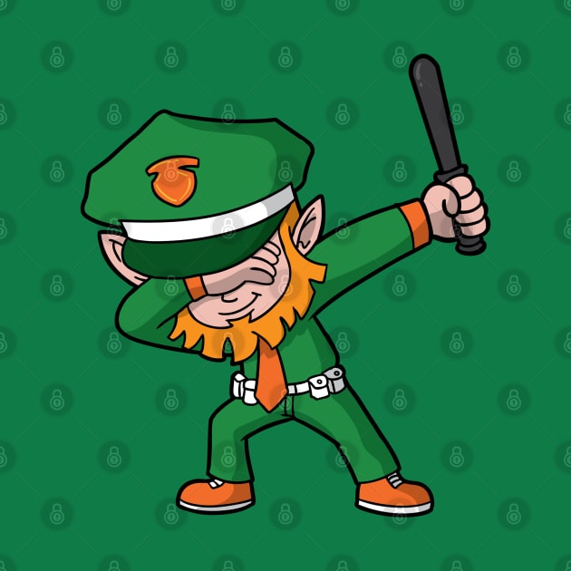 Dabbing Leprechaun Police Officer Irish St Patricks Day by E