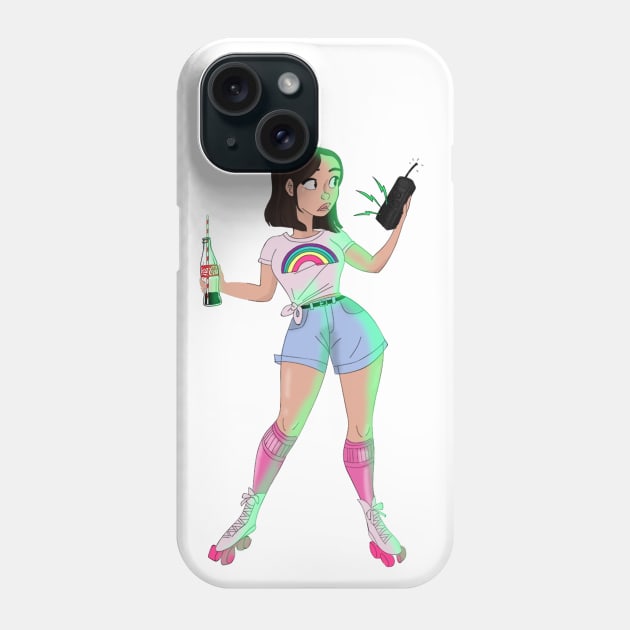 Girl in roller skates Illustration Phone Case by Le petit fennec