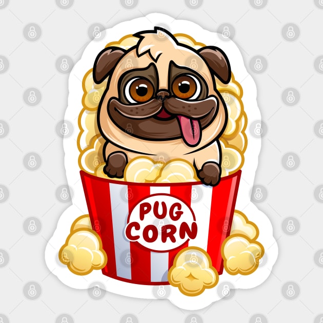 T-Shirt, Pug Corn, Cute Dog In Popcorn, Funny Puppy T-Shirt, Pug Corn, Cute Dog In Popcorn, Funny Puppy