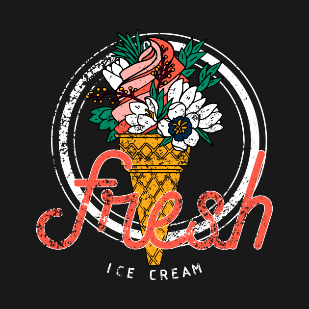 Vintage Fresh Ice Cream with Flowers by XOZ