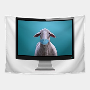 computer screen sheep mouth nose mask Tapestry