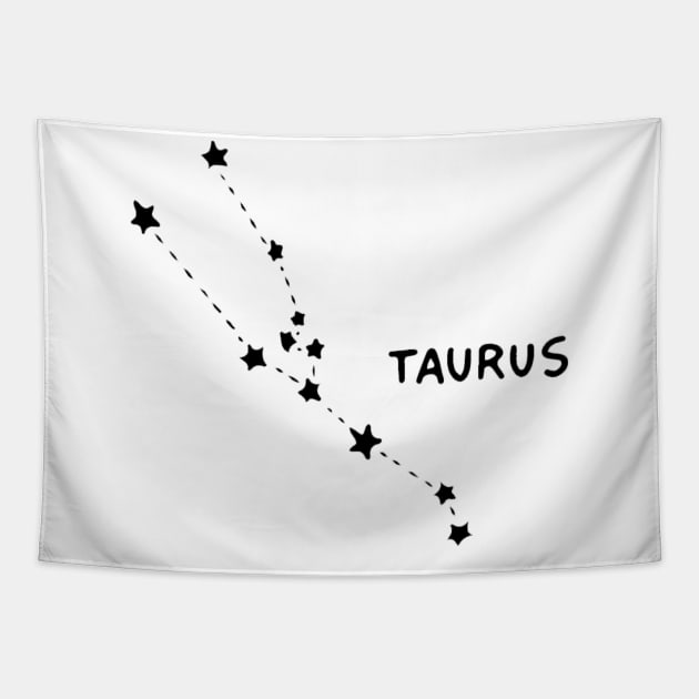 Zodiac Sign - Taurus Black Tapestry by Uwaki