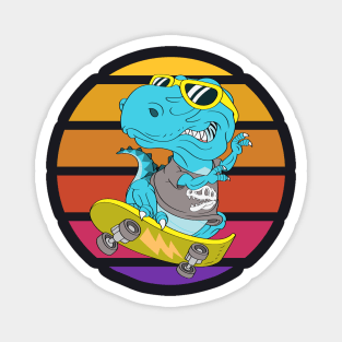 Skater Dinosaur TRex Magnet