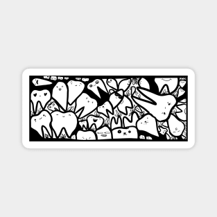 Teeth Doodle (Black & White) Magnet