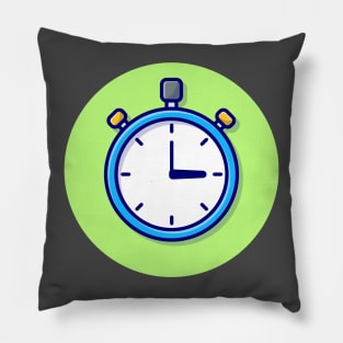 Stopwatch Timer Cartoon Vector Icon Illustration Pillow