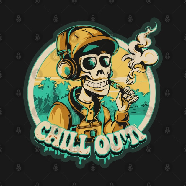 Hip Hop Skull Chill Out Artwork smoking weed by diegotorres