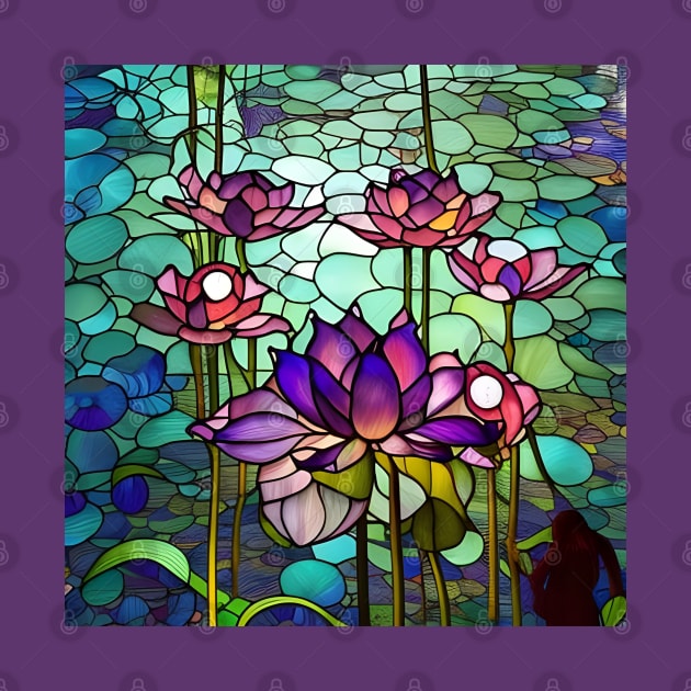 Stained Glass Lotus Flowers by Chance Two Designs