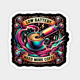 exclusive 'Low battery, need more coffee' design Magnet