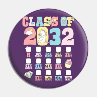 Cute Unicorn Graduation Class of 2032 Grow with Me Checklist Pin