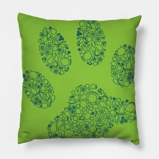 Paw Print in Modern Paisley Outline Design Pillow