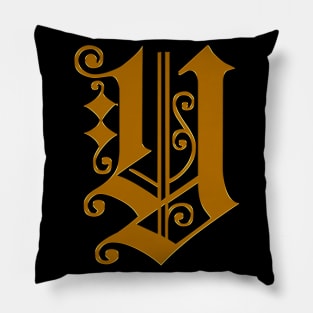 Golden Letter Y Pillow