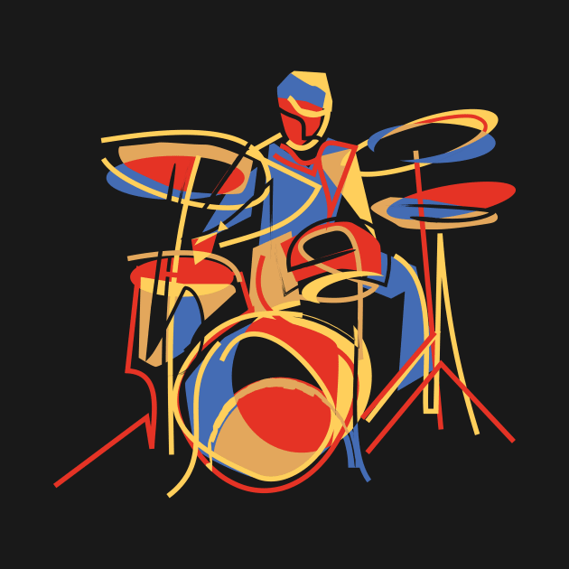 Abstract Colorful Drummer Modern Style by jazzworldquest