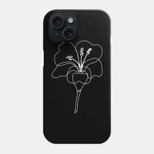 Hibiscus flower simple line art (white) Phone Case