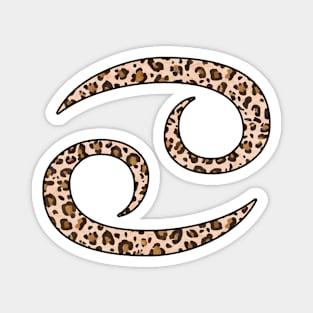 Cancer Zodiac Horoscope Symbol in Leopard Print Magnet