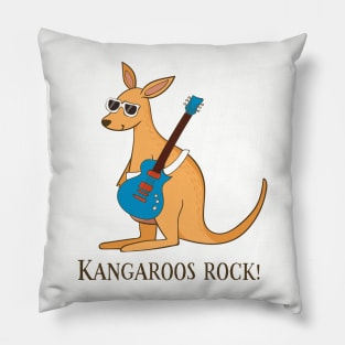 Kangaroos Rock, Funny Cute Kangaroo Australian Pillow