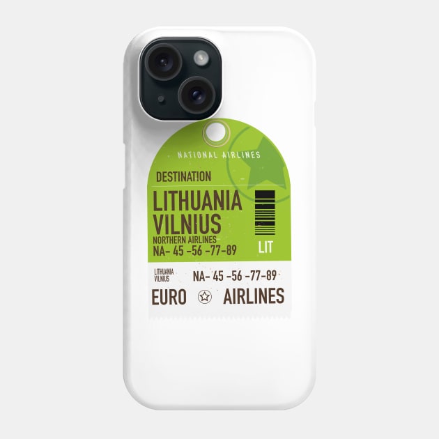 Lithuania Vilnius airliner travel ticket Phone Case by nickemporium1