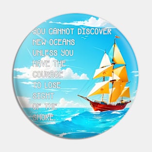 Motivational Nautical Poster: 'Courageous Voyage Pin