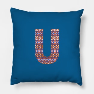 Monogram Letter U- geometric pattern Pillow