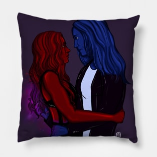 the colors red & blue Pillow