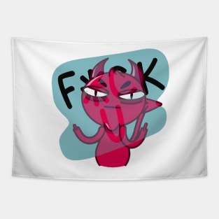 Red Devil middle finger "F*ck" Tapestry