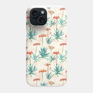 Flowering Succulent Pattern in Cream, Coral and Green Phone Case