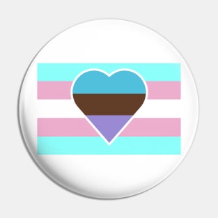 Transgender Pride Flag with Androsexual/Androphilic Heart Pin