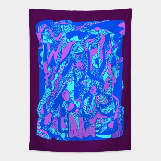 Blue Abstract Wave of Thoughts No 4 Tapestry by kenallouis