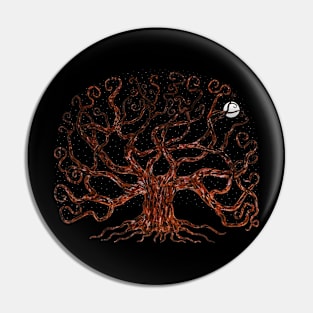 Yggdrasill - Tree of Life - Moon - Stars Pin