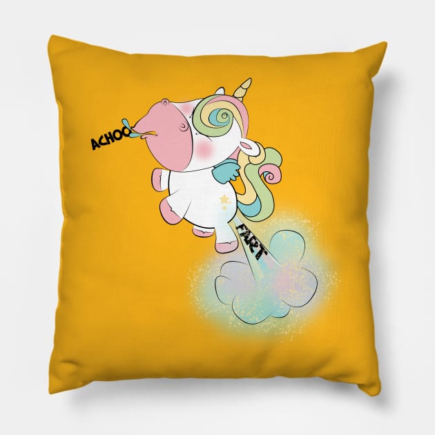 Sick unicorn Pillow by Freecheese