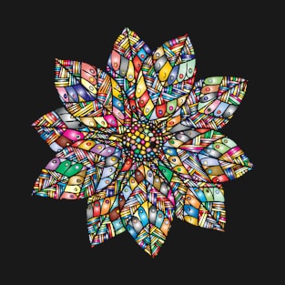 Multicolour mandala flower mosaic prismatic yellow T-Shirt