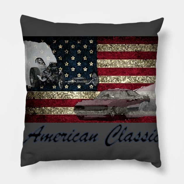 Drag Racing American Classic Pillow by FnWookeeStudios